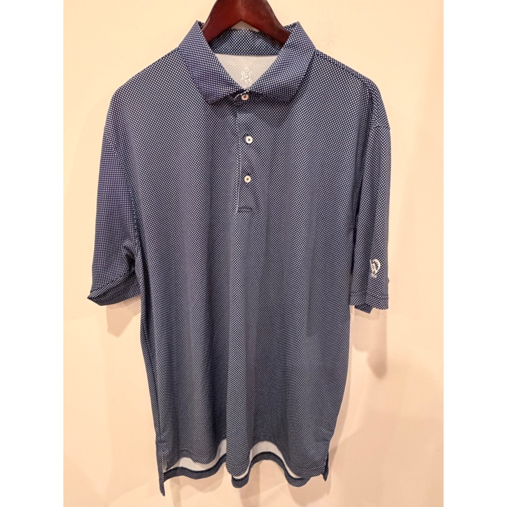 Turtleson Mens XL Navy Blue Micro Polka Dot Tour Performance Golf Polo Shirt